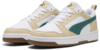 PUMA Erwachsene Rebound V6 Low Sneakers 42.5, Toasted Almond Emerald Ice White Beige Green