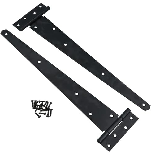 Robuste T-Scharniere für Schuppen und Gartentore, 400 mm, schwarzes Finish, 2 Stück