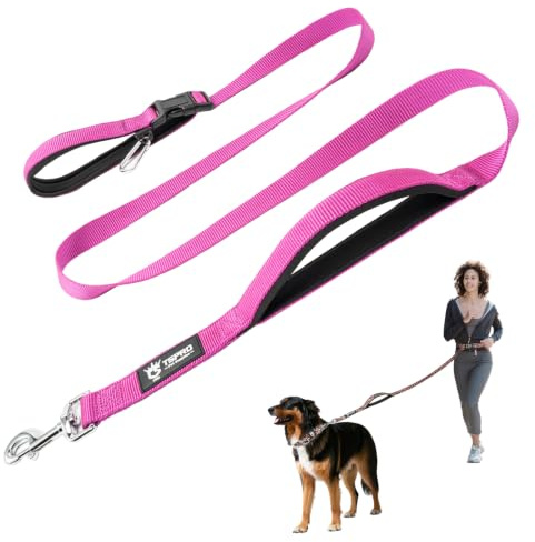 TSPRO Freihandleine Hund Verstellbar für Mittelgroße & Große Hunde | Mit Polstergriff, drehbarem Karabiner und Traffic-Griff für Training, Wandern und tägliche Spaziergänge (Lila 25)