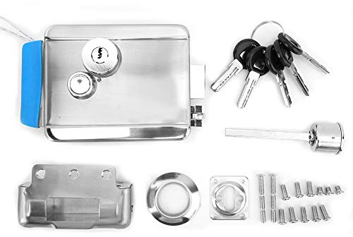 Serratura Elettrica Controllo Doppia Testa, Antifurto, Ingresso Accesso 12V, Acciaio Inox Resistente - Basso Consumo, Apriporta Elettronica, Sicurezza per Porta Blindata e