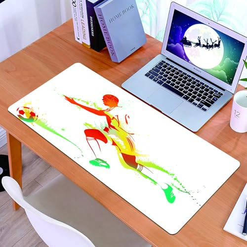 KDWJS Gaming Mauspad XXL 90x40cm Mousepad Groß Vernähte Kanten Anti-Rutsch für PC,Lebendige Fußballspieler, Fußballspieler, Vereinsfußballspieler, Fußb,Laptop Verbessert Präzision und Geschwindigkeit