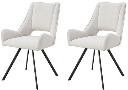 xonox.home – 4 Fuß Stuhl Helen 56x91x63 cm Creme 2er Set – Zeitloser Esszimmerstuhl robust und stabil – Bis 120 kg belastbar – Komfortabler Design-Stuhl für Wohnzimmer und Essbereich