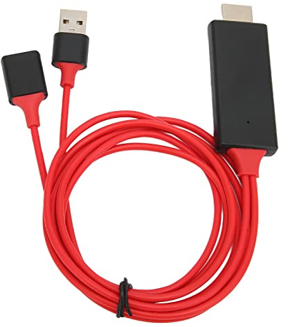 Fockety Share with Families and Friends HDTV Cable Adapter 1080P HD Multimedia Interface Cable Adapter for System TV Projector (Red)