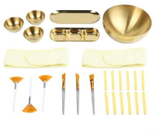 Bol de soin du visage avec 26 accessoires en acier inoxydable et plastique pour l'application de lotions toniques et kits de nettoyage