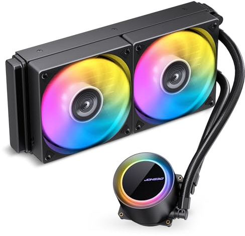 Jonsbo TG-240 AiO raffreddamento a liquido – nero | Raffreddatore CPU a liquido da 240 mm con ARGB, radiatore in alluminio e 2 ventole PWM da 120 mm