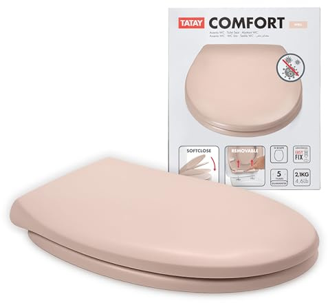 TATAY Tapa WC Comfort Fácil de Limpiar Gran Resistencia y Anti Bacteriana | Tapa WC | Diseño Universal | Duroplast Universal Caída Amortiguada | Montaje Rápido y Fácil | Forma Ovalada | Modelo - Shell