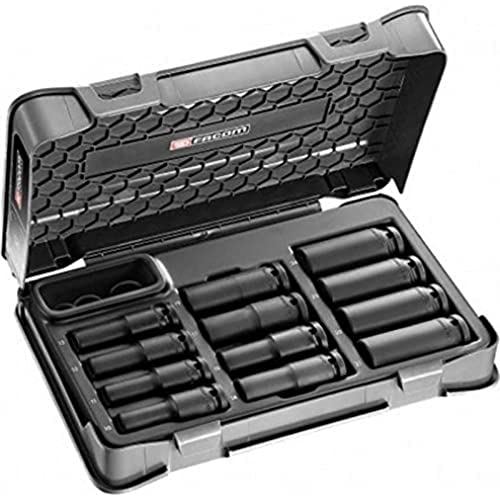 FACOM NSDL.405A Composition d'outils de Douilles longues impact, Noir, 1/2, 10 à 24 mm, 12 Pièces