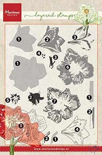 Marianne Design Tiny's Amaryllis Clear Layering Stamp Set, Synthetic Material, 22.7 x 12.9 x 0.4 cm