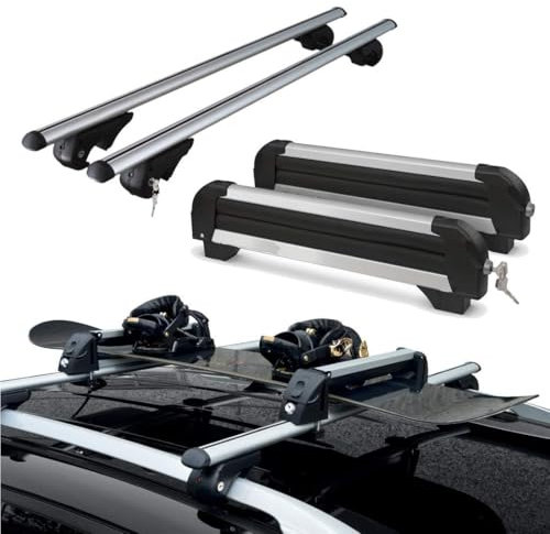 Dachträger aus Aluminium für Fahrzeuge mit reling typ BRIO mit Skiträger 4 Paar