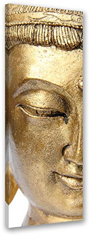 Feeby Leinwand Bilder - Bild Wohnzimmer - Buddha Zen - 40x100 1tlg - Deko Schlafzimmer Groß - Dekoration Canvas - Gemälde - Modern Wandbilder - Kunstdruck
