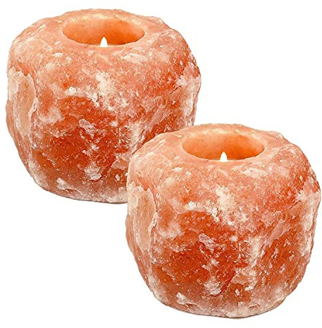 Magic Salt Portacandele in Sale Rosa dell'Himalaya 100% Naturale (Pink Candle Holder, 2)