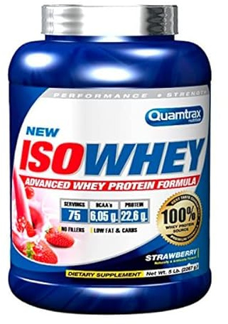 Quamtrax Nutrition - Iso Whey - 5 lb - Fresa y Kiwi - Proteína de suero de alto contenido proteico, rápida absorción y bajo en grasas