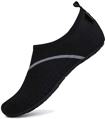 SAGUARO Damen Herren Badeschuhe Wasserschuhe Schwimmschuhe Männer Frauen Barfußschuhe für Strand,Pool,Meer,Wassersport,Surfen,Aqua Cycling,Segeln,Bootfahren,Windsurfen(Schwarz, 38/39 EU)