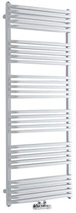 Milano Bow White D Bar Middle Connection Heated Towel Rail - 1533mm x 600mm