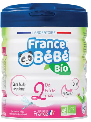FRANCE BéBé BIO - Lait infantile de suite bébé 2ème âge en poudre - Lait fabriqué en France - 13 Vitamines 12 Minéraux - 800g