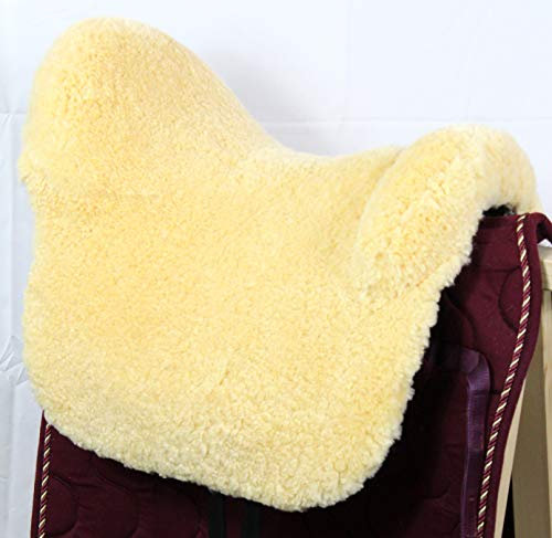 Tolle Zalea aus echtem Lammfell, maßgefertigt für den Sommer Sattel El Dorado / Eldorado - kompletter Lammfellbezug, Sattelbezug, Sitzbezug, mit Pauschenausformung und echtem Leder in der Beinlage