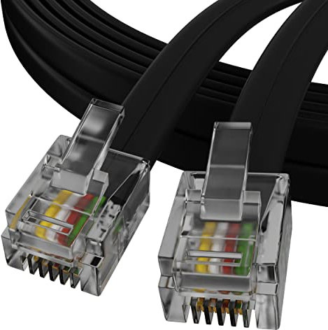 ConnectingU® 5m Black ADSL Modem Cable - Premium Quality with Gold Plated Contact Pins, Ideal for High Speed Internet Broadband Routers/Modems to RJ11 Phone Socket DSL Microfilter.