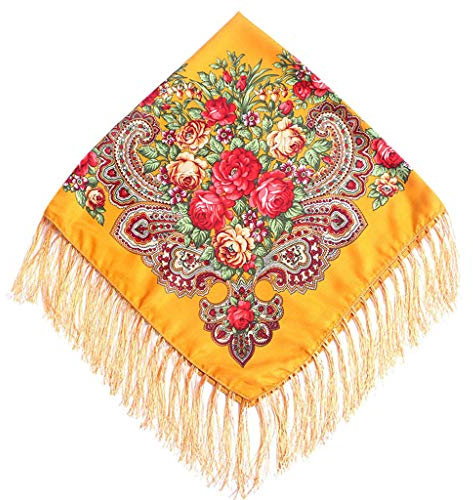 Lazzboy Frauen Lady Folk-Custom Print Quaste Square Schal Wrap Travel