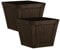 Slatted Wood Style Plastic Planter - Dark Brown, Set of 2 - Suitable for Indoor or Outdoor Use - 25cm (H) x 31cm (Dia)