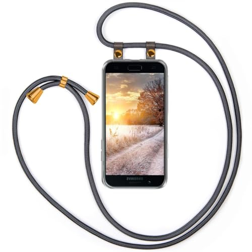 moex Handykette für Samsung Galaxy A5 (2017) Hülle mit Band abnehmbar, Handyhülle mit Kette zum Umhängen, Handyband Kordel Umhängehülle, Necklace Handy Umhängeband, Anthrazit