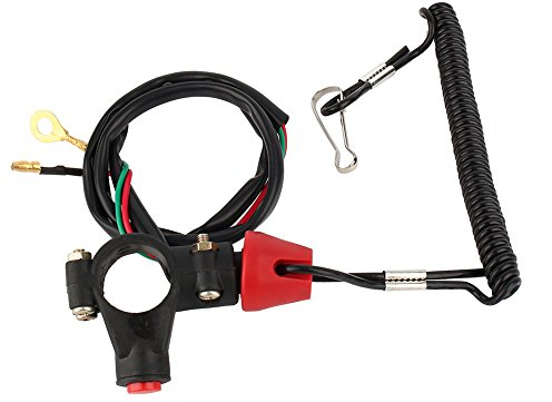Motor Kill Stop Schalter, Motorrad killschalter Zündschloss 1x Motor Notfallkabel Lanyard Kill Stop Taste Not Aus Halteschalter Lanyard Sicherheits Haltegurt 12V CO Für Motor ATV Boot