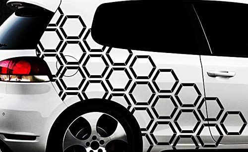 HR-WERBEDESIGN Hexagon Pixel Cyber Camouflage XXL Set Auto Aufkleber Sticker Tuning Wandtattoox 1x