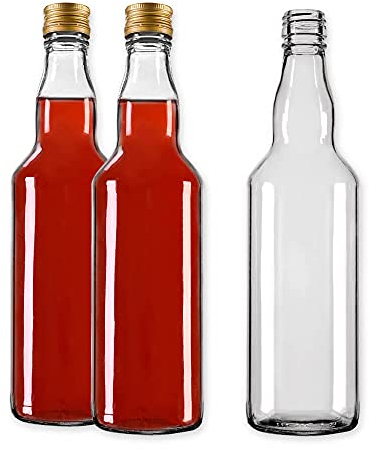 Glass Bottles 700 ml (0.7L) with Gold Screw Cap - for Filling it Yourself with Screw Cap Air-Tight (8 Bottles)