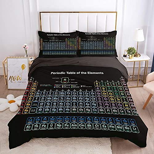 WQIZXCW Bettwäsche 135x200 2teilig Periodensystem Bettwäsche-Sets, Weich Microfaser Bettbezug Set mit Reißverschluss und 1 Kopfkissenbezug 80x80, Angenehme Atmungsaktiv