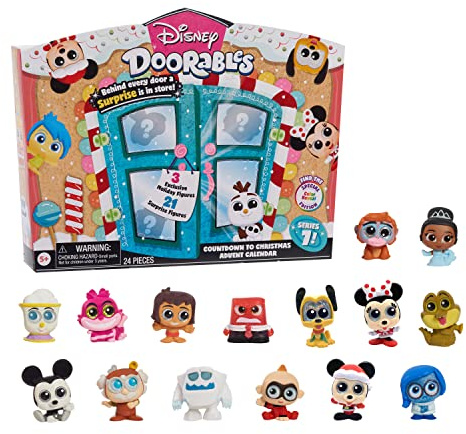 Disney Doorables Countdown to Christmas Advent Calendar, Blind Bag Collectible Figures, Kids Toys for Ages 3 Up, Multicolor (44592)