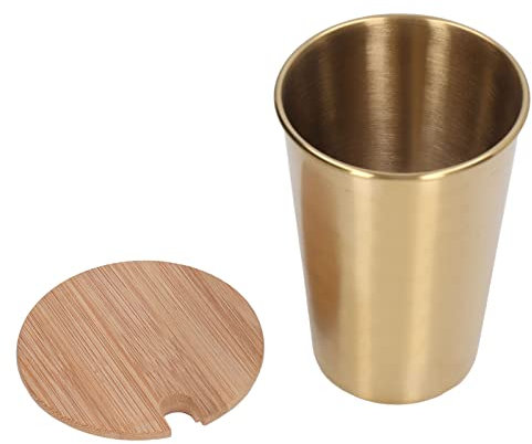Chope à bière, gobelet empilable en acier inoxydable 500ML monocouche avec couvercle pour bar pour ménage(or)