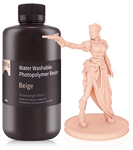 ELEGOO Résine Lavable à l'eau pour Imprimante 3D LCD UV 405nm Résine Photopolymère, Beige 1000G
