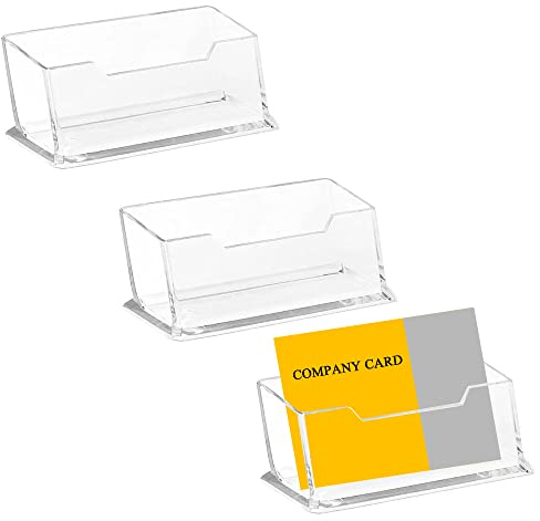 Sixfolo ManYing 3 Stück Visitenkartenhalter Acryl Visitenkartenständer Plastik Visitenkarte Tischständer Transparent Visitenkartenhalter für Schreibtisch Theke,ZuhauseBüro Sammlung Veranstalter