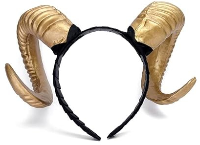 LEEMASING Halloween Gothic Teufel Stirnband Schafhorn Haarband Cosplay Zubehör für Party Dekoration Cosplay Kostüm Kopfbedeckung (Gold)