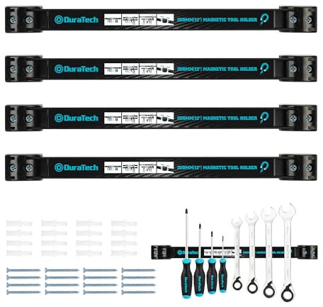 DURATECH 4x Porta Attrezzi Magnetico, Barra Magnetica Portautensili, Magneti Forti, Facile da Installare, Ideale per Organizzare e Ordinare gli Strumenti
