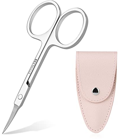 ACWOO Ciseaux à Ongles, Ciseaux à Cuticules Professionnels, Ciseaux à Sourcils, Lame Incurvée en Acier Inoxydable Manucure Pédicure Beauté Toilettage pour Ongles, Cils et Peau Sèche Rose