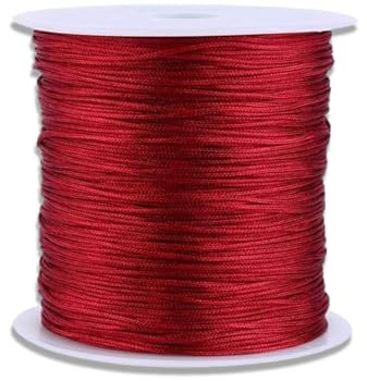 Cavo di nylon per gioielli da 0,8 mm, braccialetto di nylon intrecciato con cordino di raso rosso che fa cordone di filo per nodi cinesi per la creazione di gioielli, 100 m
