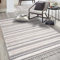 carpet city Teppich Wohnzimmer Boho-Stil Graublau, Creme - 160x230 cm - Streifen-Muster - Relief-Optik, 3D-Effekt - Cut-&Loop, Sisal - Moderne Fransen-Teppiche Schlafzimmer