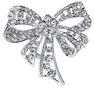 Nifocc Strass Bogen Brosche Kristall Bogen Brosche Anstecknadel Vintage Strass Brosche Boutonniere Brosche Clip für Kleid Pullover Mantel Hüte Dekor