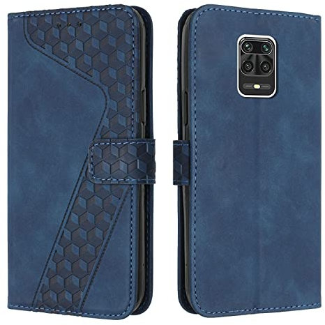 OKZone Funda para Xiaomi Redmi Note 9 Pro/Note 9 Pro MAX/Note 9S, PU Cuero Flip Carcasa Fundas Móvil de Tapa Libro Caso Piel PU Billetera Tarjetero Case Telefono Cubrir Móvil Phone Cover (Azul)