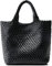 JQTOP Gewebte Tasche für Damen, veganes Leder, Tragetasche, groß, Sommer, Strand, Reisen, Handtasche und Geldbörse, Retro, handgefertigte Umhängetasche, Schwarz , Retro