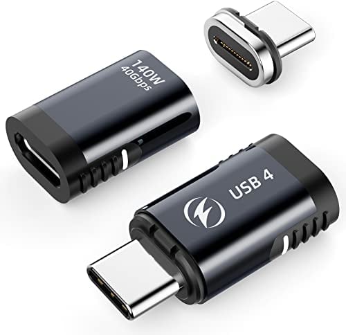 140 W magnetischer USB-C-Adapter, 2er-Pack, gerader USB 4-Magnetanschluss, 40 Gbit/s, unterstützt 8 K bei 60 Hz, Videoanzeige für Thunderboard 4/3, MacBook Pro/Air und weitere Typ-C-Geräte (grau)