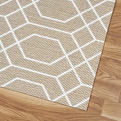 Estores Basic Alfombra Vinilica Salon Premium Alfombras de habitación Comedor baño Cocina Lavable Antideslizante y Resistente para Interior y Exterior Geom Blanco 60x90 cm