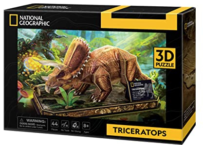 National Geographic - 3D Puzzle Triceratops | 3D Puzzle Für Kinder Und 3D Puzzles Erwachsene | Dinosaurier Puzzles 3D | Kinder Spielzeug | 44 Teiles