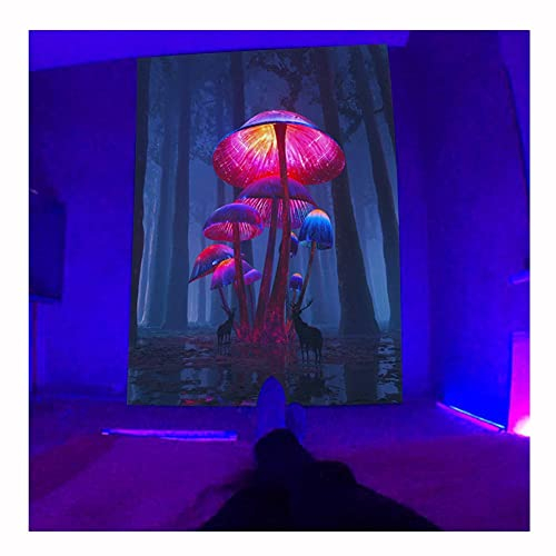 Psychedelic WandtüCher UV-reaktiver Schwarzlicht-Wandteppich, Waldpilz-Psychedelic-Poster, leuchtender Wandteppich, Wohnzimmer-Schlafzimmer-Schlafsaal-Party-Dekoration (Size : 230x180cm)