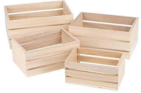 Ideen mit Herz Cajas de madera pequeñas, rectangulares, diferentes tamaños, 4 unidades
