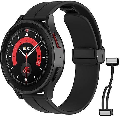 MoKo Correa Compatible con Samsung Galaxy Watch 7 FE 6 5 4 40mm 44mm/6 4 Classic 43mm 47mm 42mm 46mm/5 Pro 45mm/3 41mm/Watch Active 2, 20mm Pulsera de Silicona con Hebilla Magnética, Negro