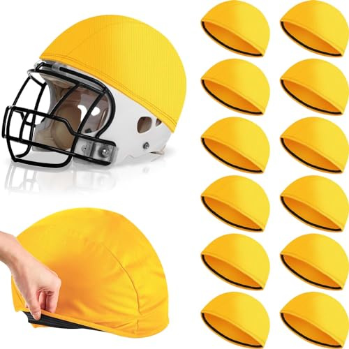 Ramede Scrimmage Helmüberzug, leuchtende Farben, Fußballhelm, Scrimmage-Kappe für Jugendliche, Erwachsene, Fußball, Hockey, Lacrosse-Trainingszubehör, 26 cm im Durchmesser, Gelb, 12 Stück