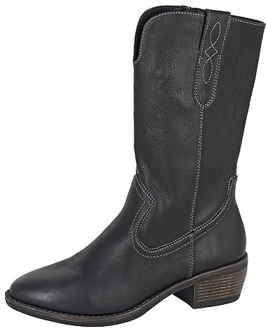 Cipriata Stivali da cowgirl 'Wanda' L447 con chiusura a zip interna, Poliuretano nero, 36 EU