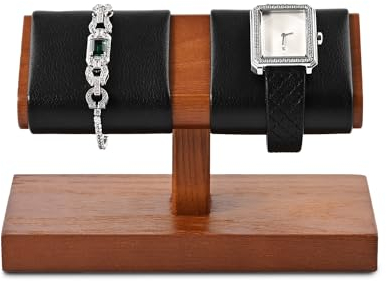 Papten Uhrenständer aus Holz, Uhrenaufbewahrung Uhrenhalter Schmuckständer Schmuck Display für 2 Uhren (Schwarz)