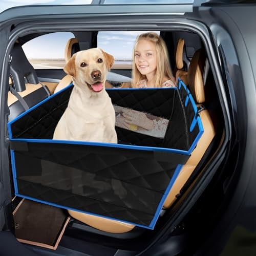 Dog Car Seat for Large Medium Small Dogs, Back Seat Extender for Dogs, Dog Car Seat Cover for Back Seat, Dog Hammock for Car Back Seat Dog Bed Mattress, Pet Car Seat for Car SUV Truck(Black)